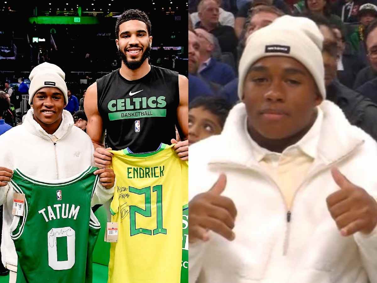 Real Madrid prodigy Endrick spotted rocking 'all-white' outfit for Celtics  game, exchanges jerseys with NBA star Jayson Tatum